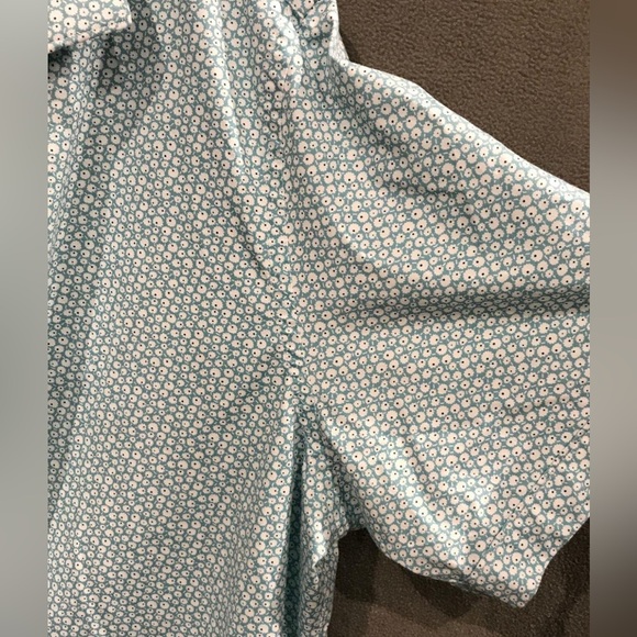 Bugatchi Ooh Cotton Button Down Tee- Mint Floral - Picture 4 of 5